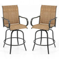 2 Pieces Patio 360 Rotation Swivel Bar Stool SetBrown - Oasis Home Essentials