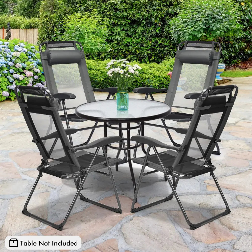 2 Pieces Patio Adjustable Folding Recliner Chairs with 7 Level Adjustable Backrest-Gray - Gray - Beach & Lawn Chairs