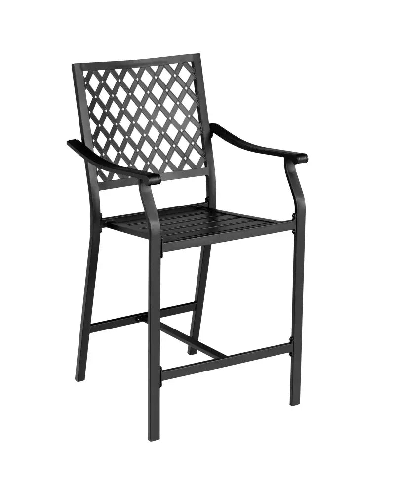 2 Pieces Patio Bar Stool with Height Cushion and Armrest - Black - Patio Bar Furniture