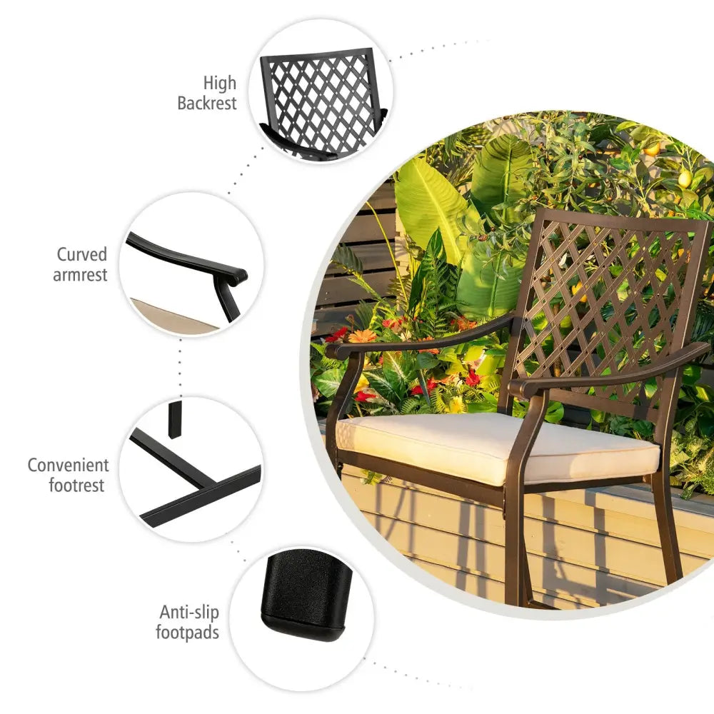 2 Pieces Patio Bar Stool with Height Cushion and Armrest - Black - Patio Bar Furniture