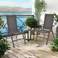2 Pieces Patio Folding Dining Chairs Aluminium Adjustable Back-Gray - Gray - Patio Dining Chairs