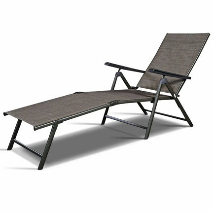 2 Pieces Patio Furniture Adjustable Pool Chaise Lounge Chair Outdoor Recliner - Tan - Outdoor Chaise Lounges