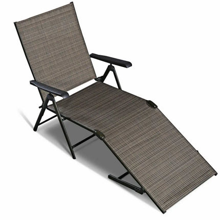 2 Pieces Patio Furniture Adjustable Pool Chaise Lounge Chair Outdoor Recliner - Tan - Outdoor Chaise Lounges