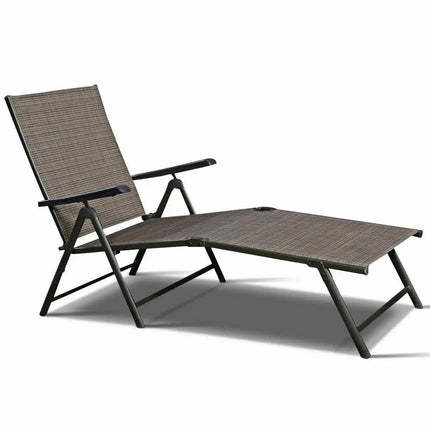 2 Pieces Patio Furniture Adjustable Pool Chaise Lounge Chair Outdoor Recliner - Tan - Outdoor Chaise Lounges