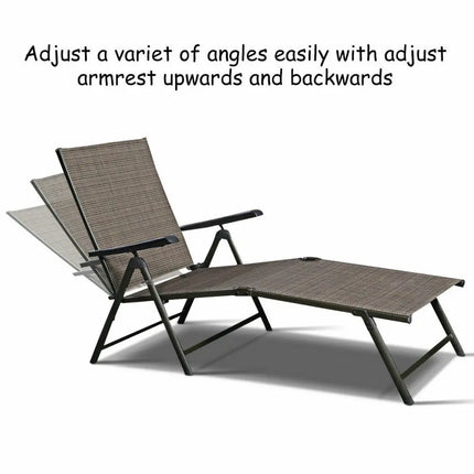 2 Pieces Patio Furniture Adjustable Pool Chaise Lounge Chair Outdoor Recliner - Tan - Outdoor Chaise Lounges