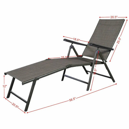 2 Pieces Patio Furniture Adjustable Pool Chaise Lounge Chair Outdoor Recliner - Tan - Outdoor Chaise Lounges