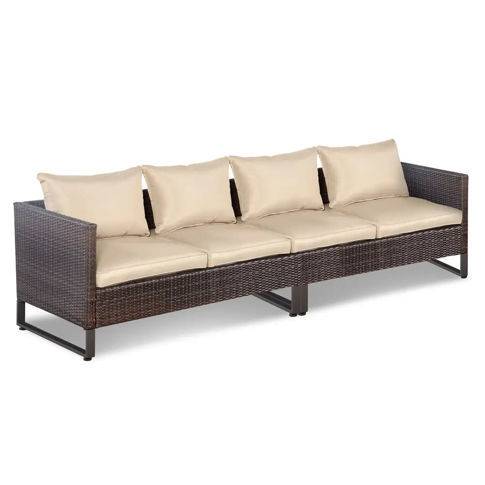 2 Pieces Patio Furniture Sofa Set with Cushions and Sofa Clips-Brown - Brown - Outdoor Sectionals