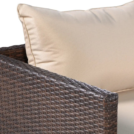 2 Pieces Patio Furniture Sofa Set with Cushions and Sofa Clips-Brown - Brown - Outdoor Sectionals