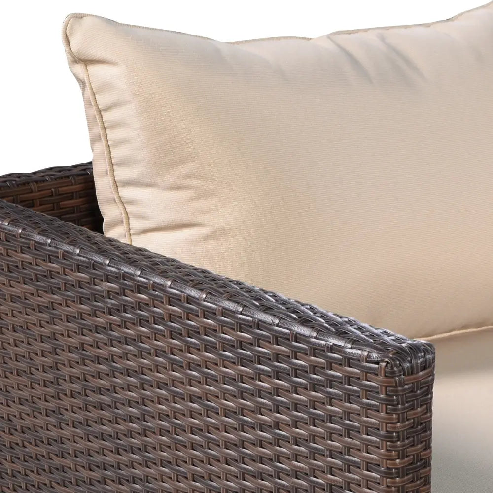2 Pieces Patio Furniture Sofa Set with Cushions and Sofa Clips-Brown - Brown - Outdoor Sectionals
