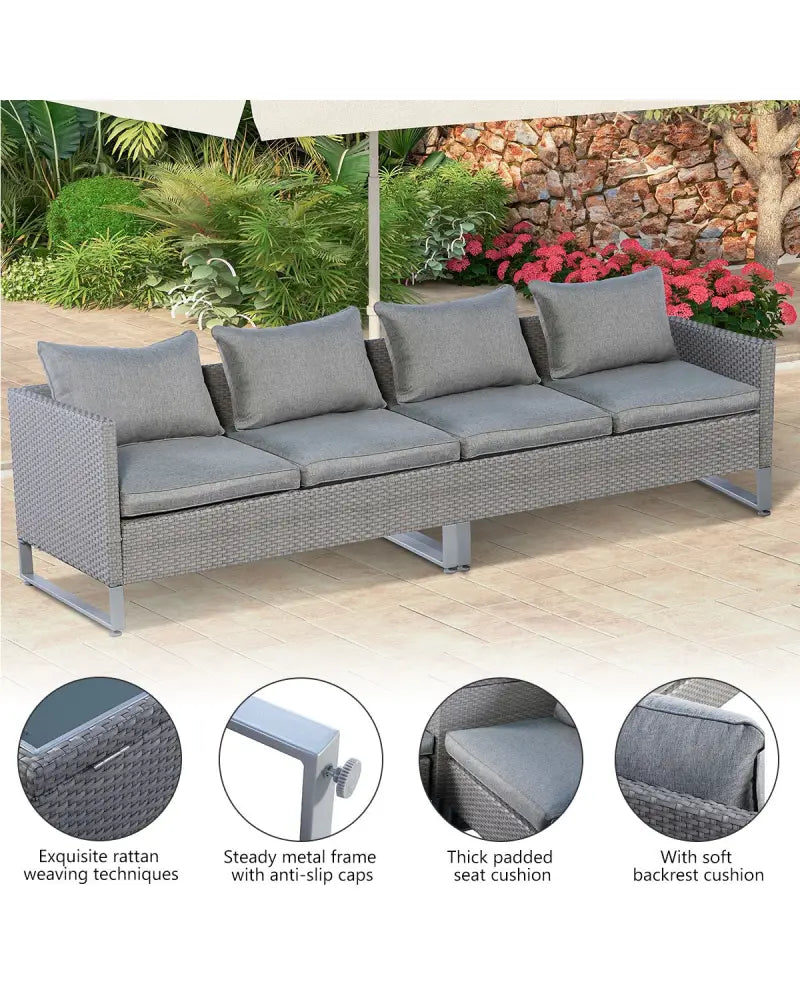 2 Pieces Patio Furniture Sofa Set with Cushions and Sofa Clips-Gray - Gray - Outdoor Sectionals