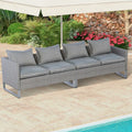 2 Pieces Patio Furniture Sofa Set with Cushions and Sofa Clips-Gray - Gray - Outdoor Sectionals