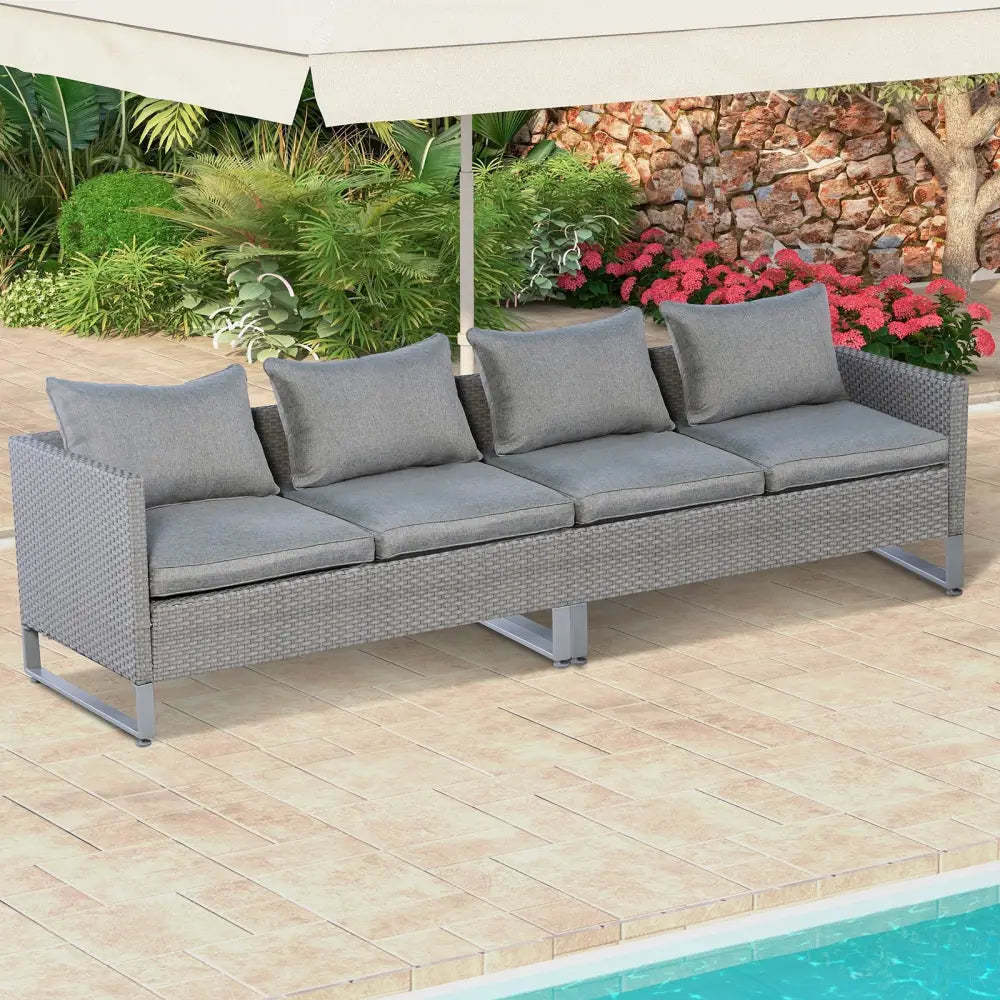 2 Pieces Patio Furniture Sofa Set with Cushions and Sofa Clips-Gray - Gray - Outdoor Sectionals