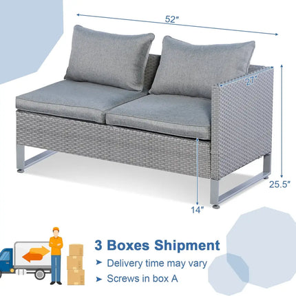 2 Pieces Patio Furniture Sofa Set with Cushions and Sofa Clips-Gray - Gray - Outdoor Sectionals