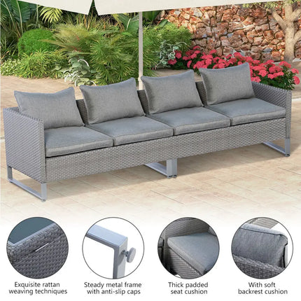 2 Pieces Patio Furniture Sofa Set with Cushions and Sofa Clips-Gray - Gray - Outdoor Sectionals