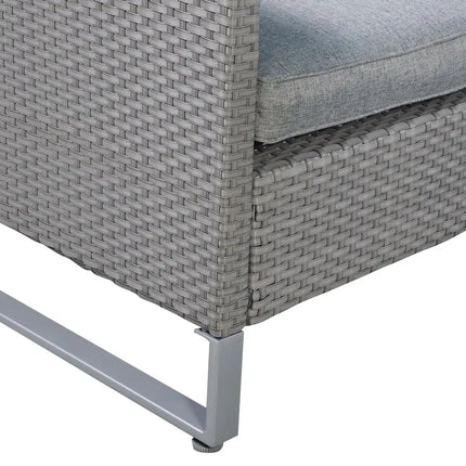 2 Pieces Patio Furniture Sofa Set with Cushions and Sofa Clips-Gray - Gray - Outdoor Sectionals