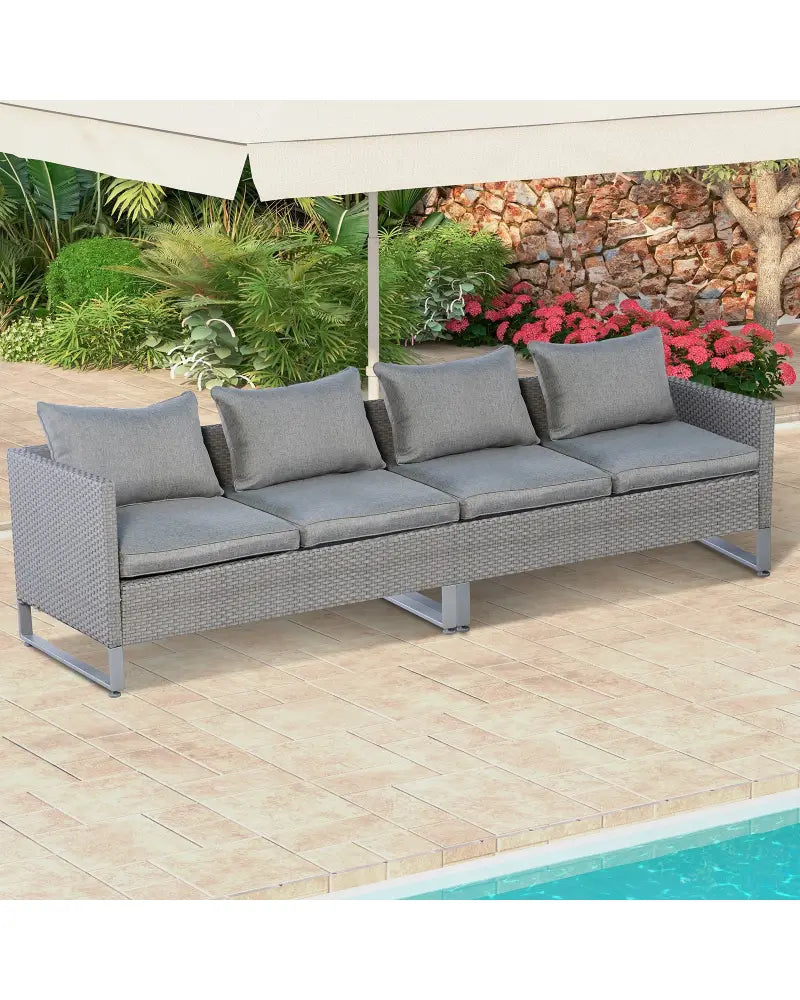 2 Pieces Patio Furniture Sofa Set with Cushions and Sofa Clips-Gray - Gray - Outdoor Sectionals
