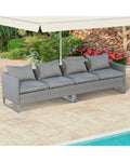 2 Pieces Patio Furniture Sofa Set with Cushions and Sofa Clips-Gray - Gray - Outdoor Sectionals