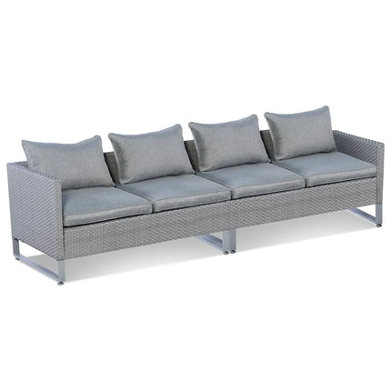 2 Pieces Patio Furniture Sofa Set with Cushions and Sofa Clips-Gray - Gray - Outdoor Sectionals