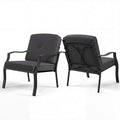 2 Pieces Patio Metal Chairs with Seat and Back Cushions for Yard-Black - Black - Patio Dining Chairs