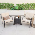 2 Pieces Patio Metal Chairs with Seat and Back Cushions for Yard-Beige - Beige - Patio Dining Chairs