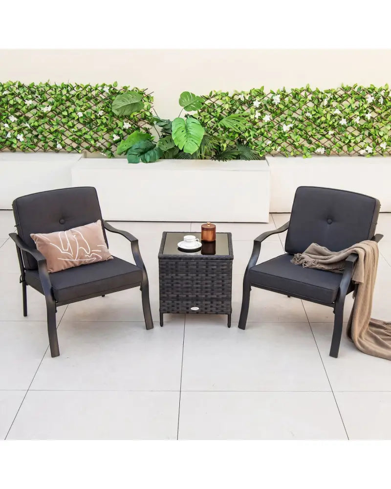 2 Pieces Patio Metal Chairs with Seat and Back Cushions for Yard-Black - Black - Patio Dining Chairs
