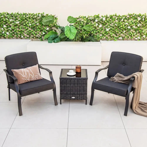 2 Pieces Patio Metal Chairs with Seat and Back Cushions for Yard-Black - Black - Patio Dining Chairs