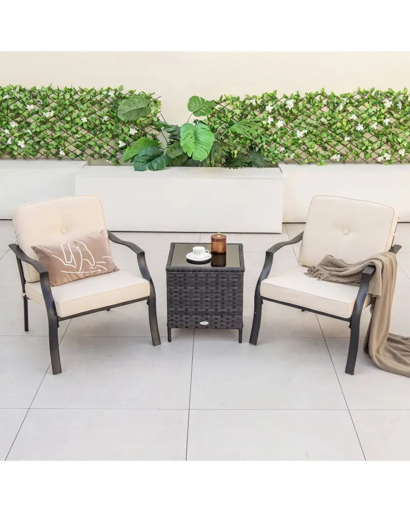 2 Pieces Patio Metal Chairs with Seat and Back Cushions for Yard-Beige - Beige - Patio Dining Chairs