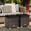 2 Pieces Patio Ottoman with Hidden Storage Space-Black - Black - Outdoor Seating & Patio Chairs