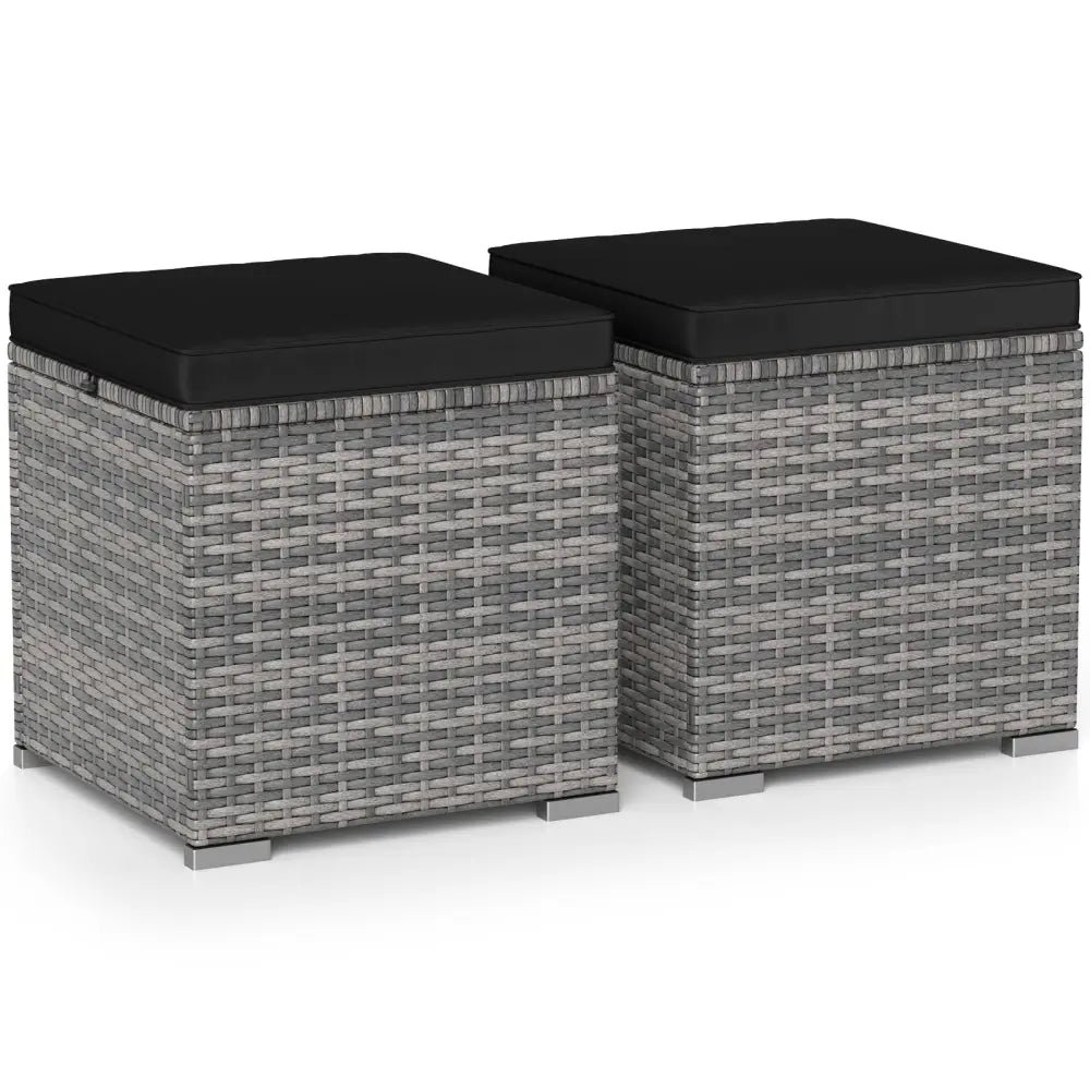 2 Pieces Patio Ottoman with Hidden Storage Space-Mix Grey-black - Mix Grey-black - Outdoor Seating & Patio Chairs