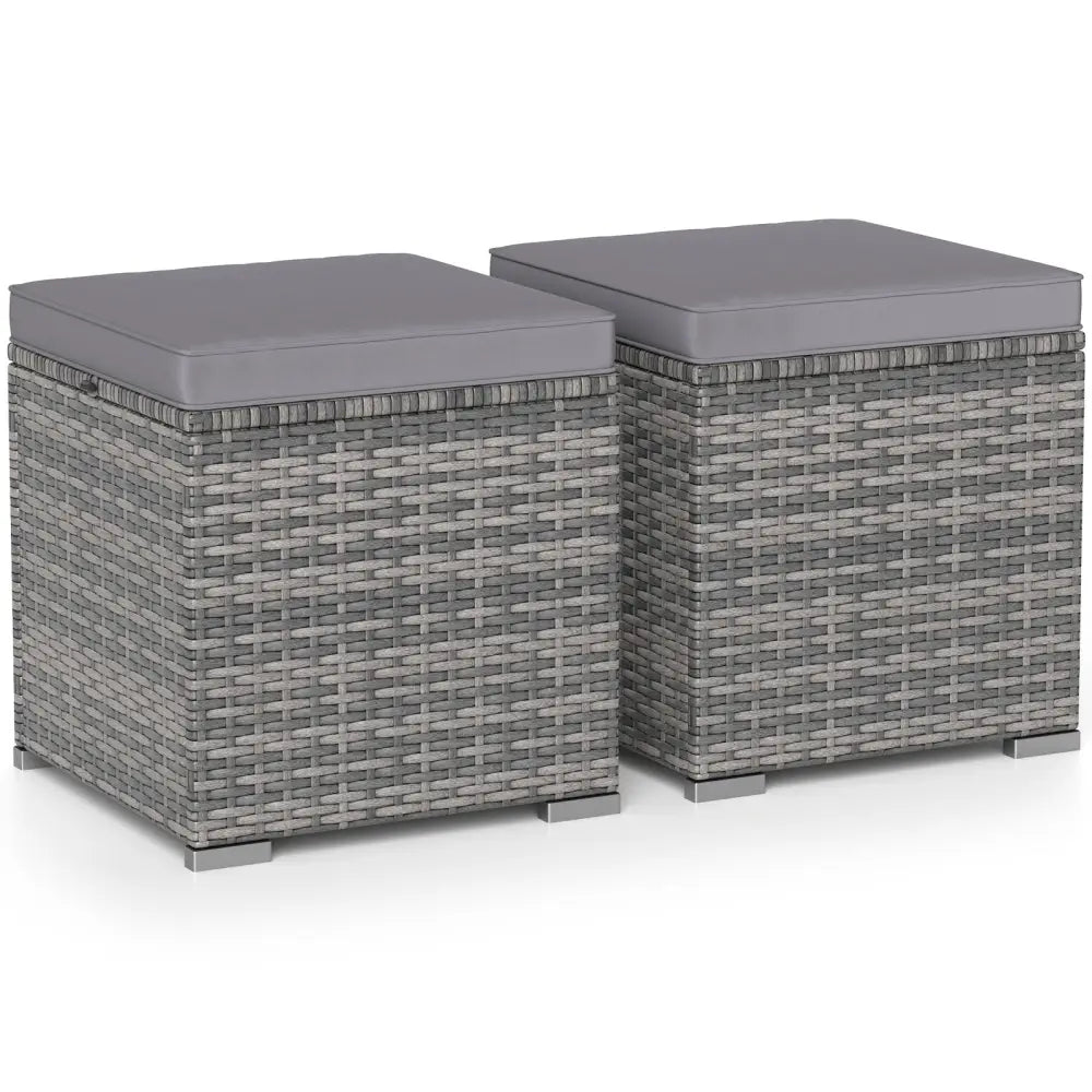2 Pieces Patio Ottoman with Hidden Storage Space-Mix Grey-grey - Mix Grey-grey - Outdoor Seating & Patio Chairs