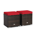 2 Pieces Patio Ottoman with Removable Cushions-Red - Red - Outdoor Seating & Patio Chairs