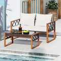 2 Pieces Patio PE Wicker Furniture Set Outside Conversation Set for Porch-White - White - Patio Conversation Sets