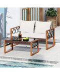 2 Pieces Patio PE Wicker Furniture Set Outside Conversation Set for Porch-White - White - Patio Conversation Sets