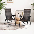 2 Pieces Patio Rattan Folding Reclining Chair - Brown - Patio Dining Chairs