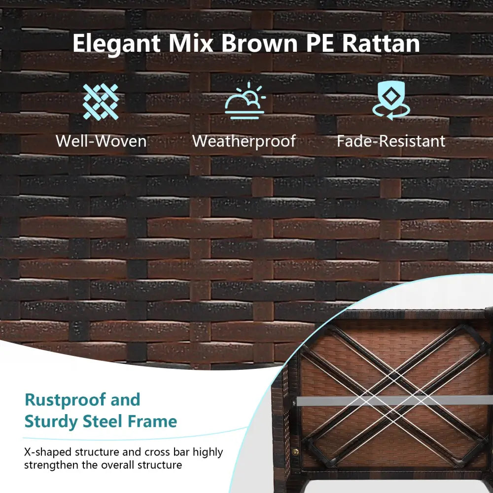 2 Pieces Patio Rattan Ottomans with Soft Cushion for Patio and Garden-Turquoise - Turquoise - Outdoor Seating & Patio