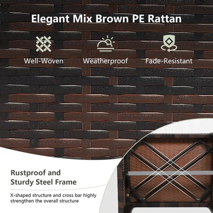 2 Pieces Patio Rattan Ottomans with Soft Cushion for Patio and Garden-Gray - Gray - Outdoor Seating & Patio Chairs