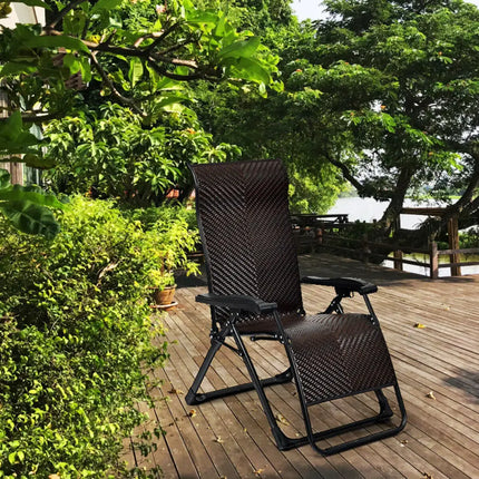 2 Pieces Patio Rattan Zero Gravity Lounge Chair - Outdoor Seating & Patio Chairs