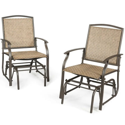 2 Pieces Patio Swing Single Glider Chair Rocking Seating - Natural - Patio Rocking Chairs & Gliders