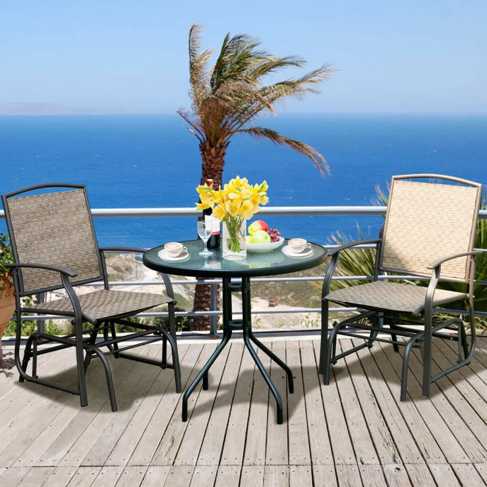 2 Pieces Patio Swing Single Glider Chair Rocking Seating - Natural - Patio Rocking Chairs & Gliders