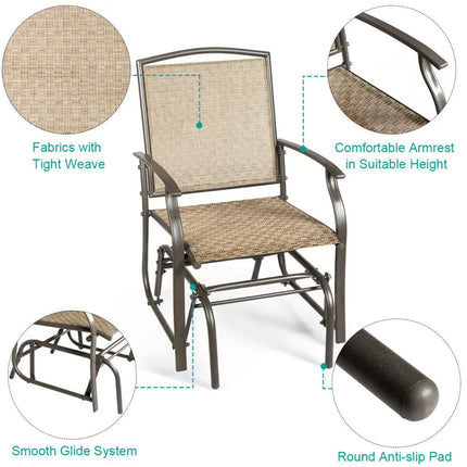 2 Pieces Patio Swing Single Glider Chair Rocking Seating - Natural - Patio Rocking Chairs & Gliders