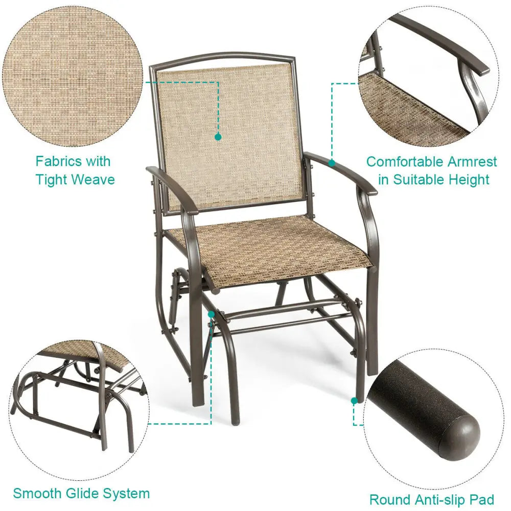 2 Pieces Patio Swing Single Glider Chair Rocking Seating - Natural - Patio Rocking Chairs & Gliders