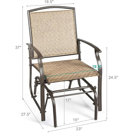 2 Pieces Patio Swing Single Glider Chair Rocking Seating - Natural - Patio Rocking Chairs & Gliders