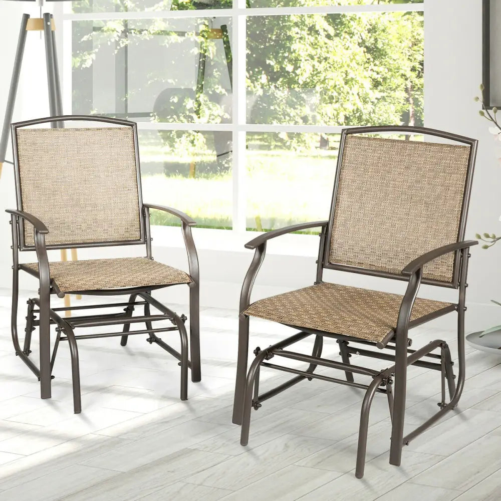2 Pieces Patio Swing Single Glider Chair Rocking Seating - Natural - Patio Rocking Chairs & Gliders