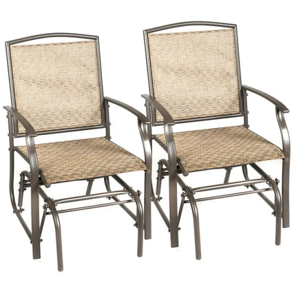 2 Pieces Patio Swing Single Glider Chair Rocking Seating - Natural - Patio Rocking Chairs & Gliders