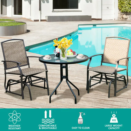 2 Pieces Patio Swing Single Glider Chair Rocking Seating - Natural - Patio Rocking Chairs & Gliders