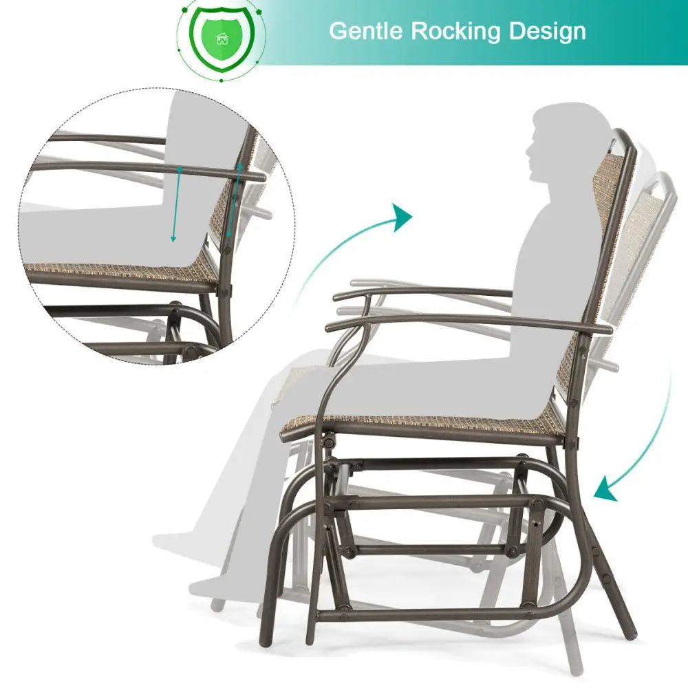 2 Pieces Patio Swing Single Glider Chair Rocking Seating - Natural - Patio Rocking Chairs & Gliders