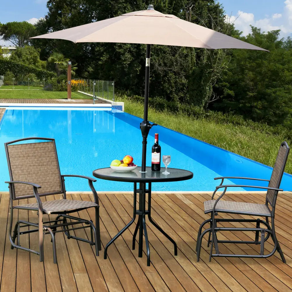 2 Pieces Patio Swing Single Glider Chair Rocking Seating - Natural - Patio Rocking Chairs & Gliders