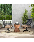 2 Pieces Patio Swivel Dining Chairs with Blossom Pattern Backrest and Cushions-Black - Black - Patio Dining Chairs