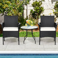 2 Pieces Patio Wicker Chairs with Cozy Seat Cushions - Black - Patio Dining Chairs