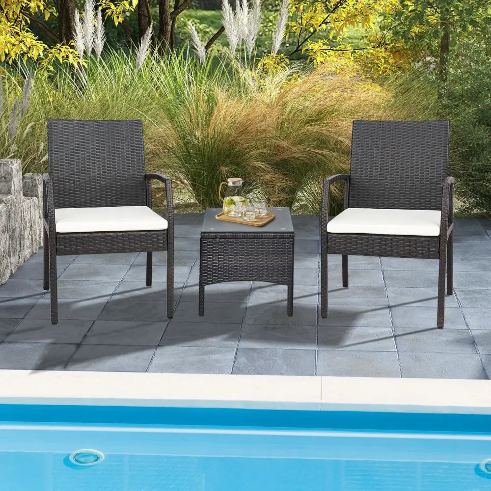 2 Pieces Patio Wicker Dining Armchair Set with Soft Zippered Cushion-Set of 2 - Off White - Patio Dining Chairs
